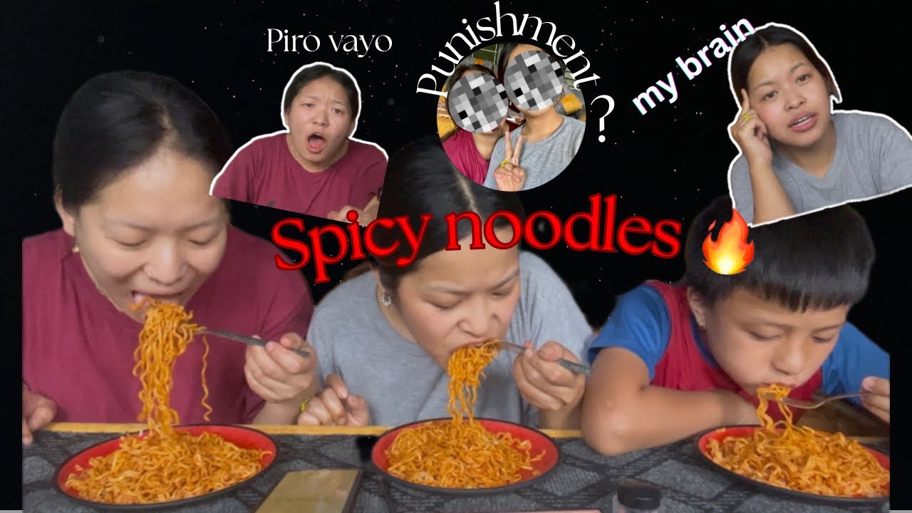 Spicy 🌶️ current noodles 🥵 challenge || funny punishment 🤡