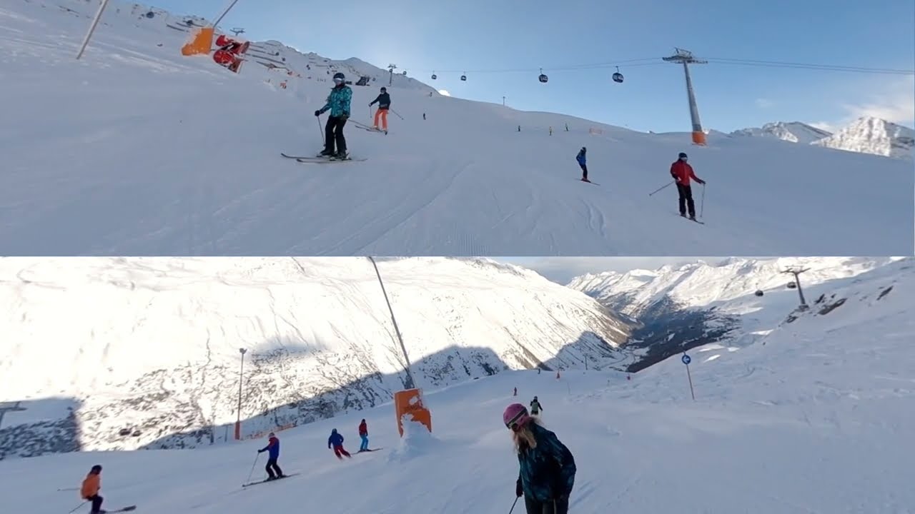 Obergurgl, Austria Skiing from Roskarbahn on red 12 to Top-Express lift