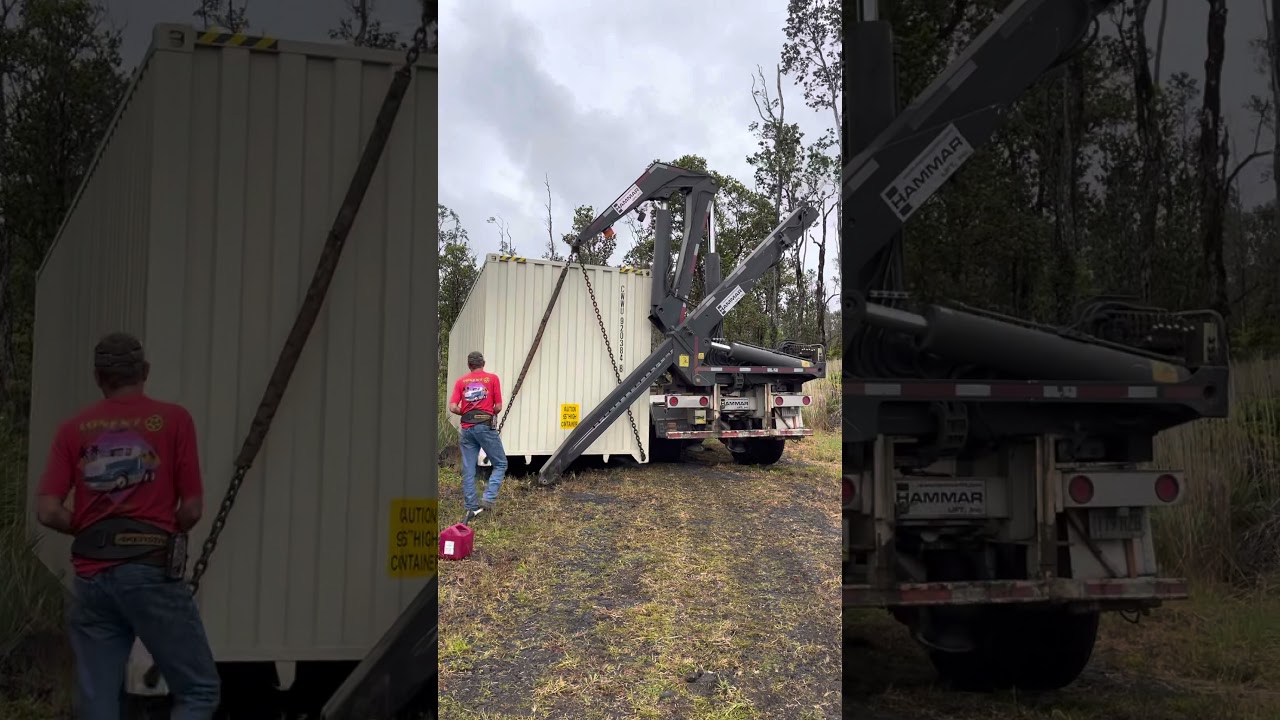 Conen&rsquo;s Hammar Lift setting our storage container into place