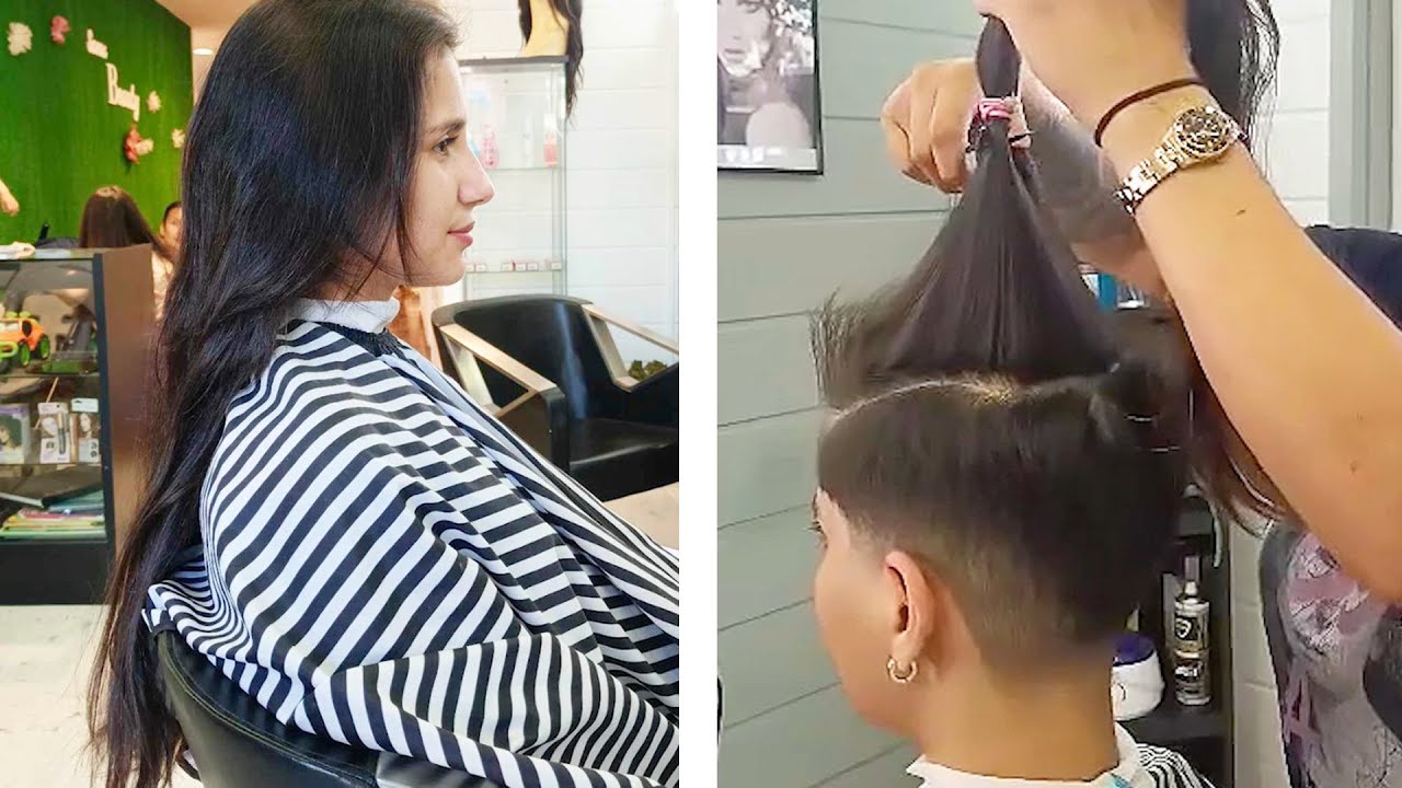 Do it already! Cute brunette gets shorn