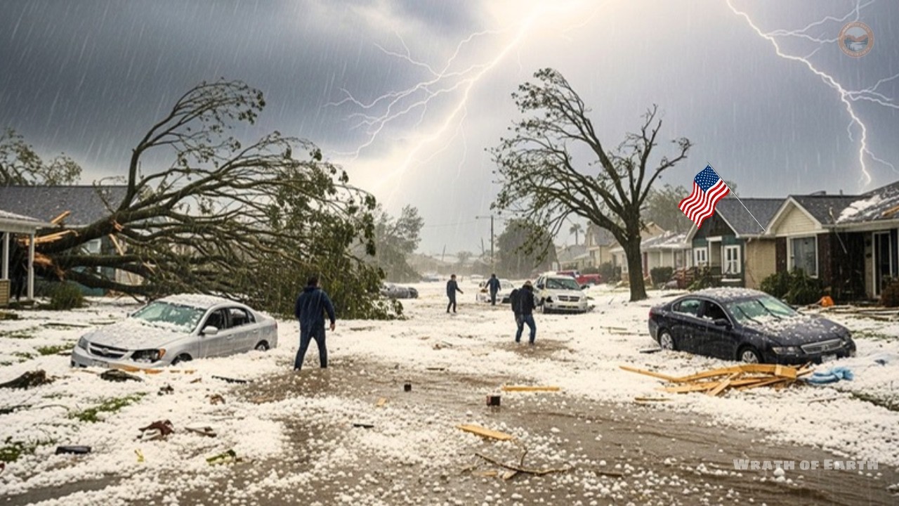 Хаос в Нью-Йорке! Сегодня гигантский шторм затопил Гованду! (Град, похожий на мяч для гольфа)