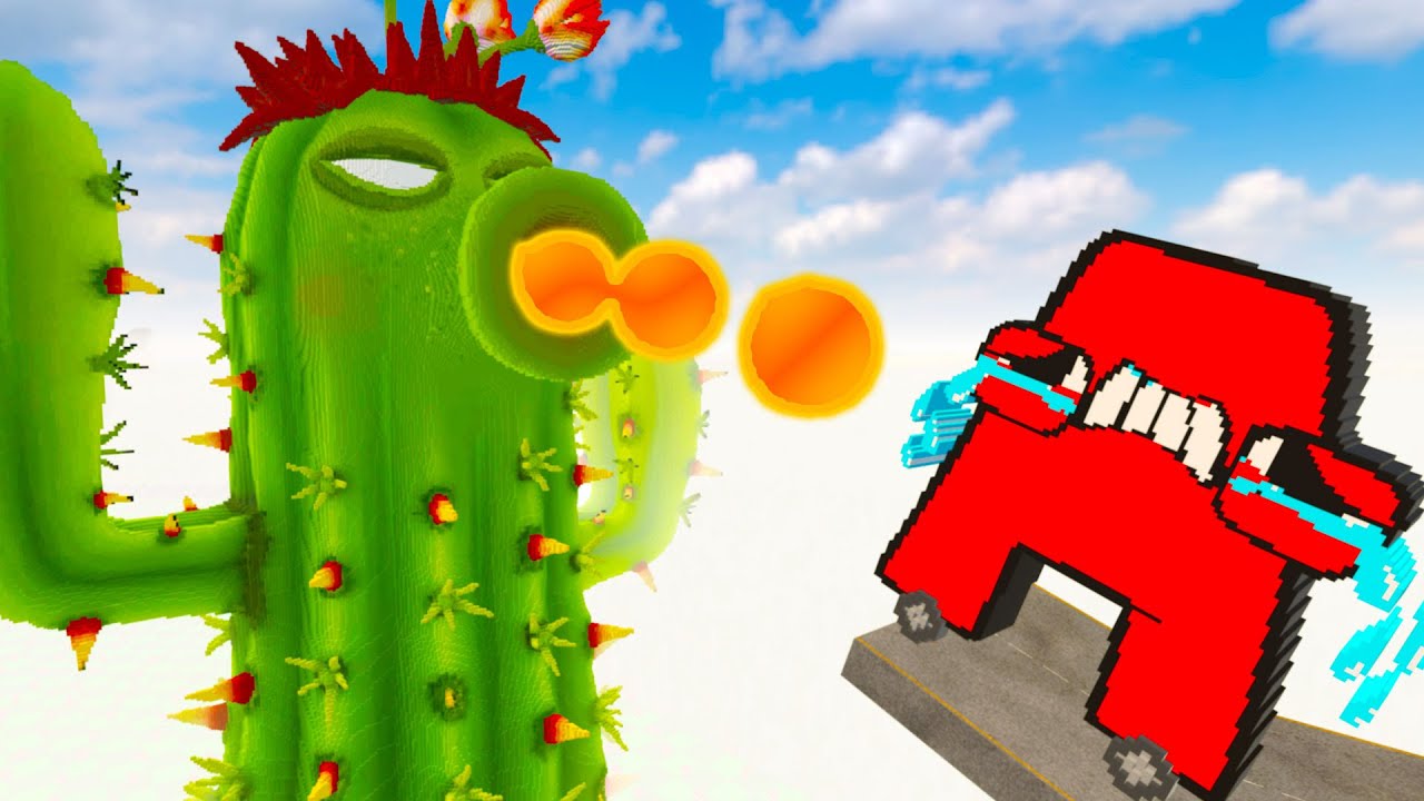 Crying Alphabet Lore Cars vs Cactus Plants and Zombie in Teardown!