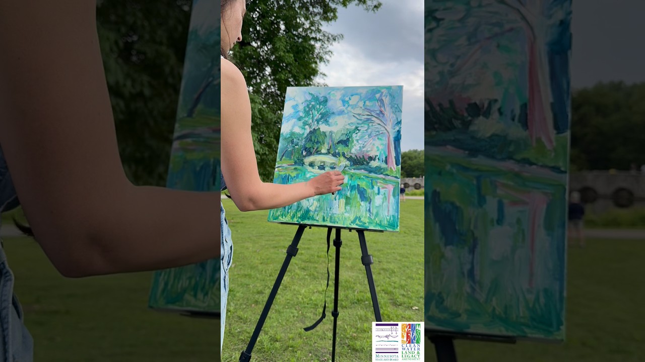 Painting a romantic bridge! Location #7 of the #mnsabgrant #minnesota #mnart