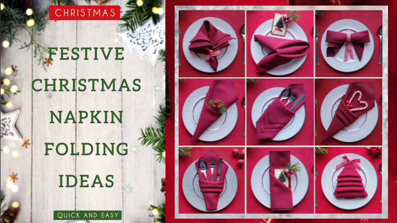 Christmas Napkin Folding Ideas/ Simple and Easy Tutorial Fold Napkin/Tablescape /Christmas/ New Year