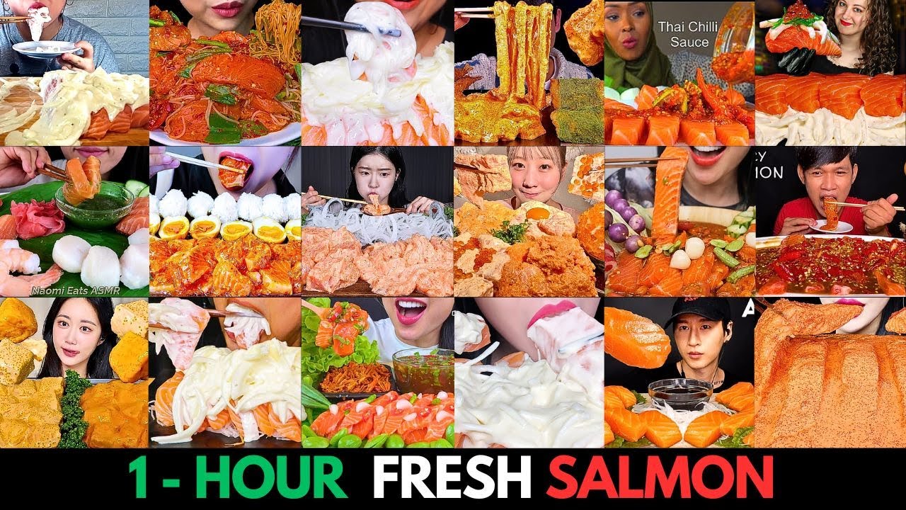🐟SALMON LOVERS DREAM 1HR Fresh Salmon Mukbang ASMR | Satisfying Eating Compilation