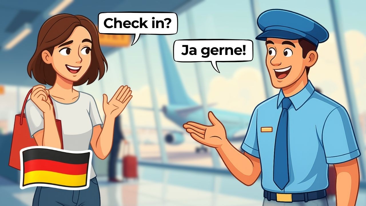German Conversation Practice: Airport Situations (A1-A2)