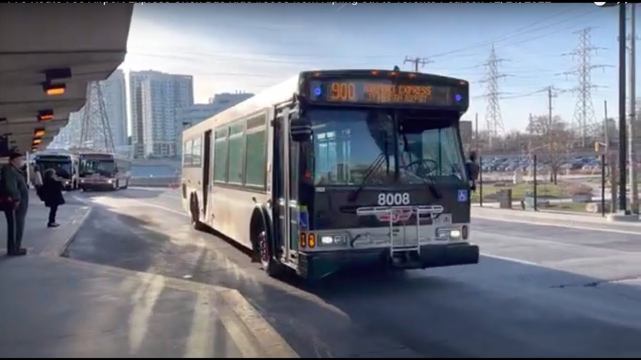TTC Route 900 Airport Express Bus Ride #8008 from Kipling Stn to Toronto Pearson 12/21/2022