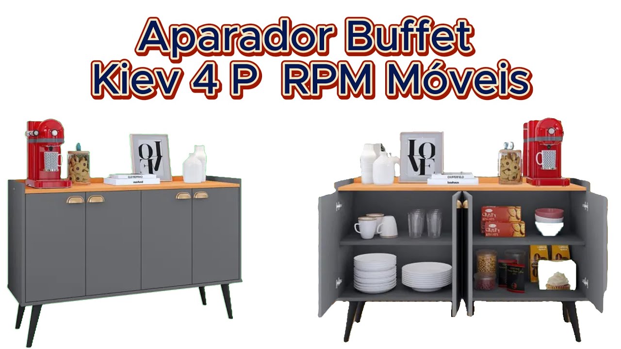 Aparador Buffet Kiev 4 Portas- RPM Móveis #montagem #buffet #aparador #riograndedosul