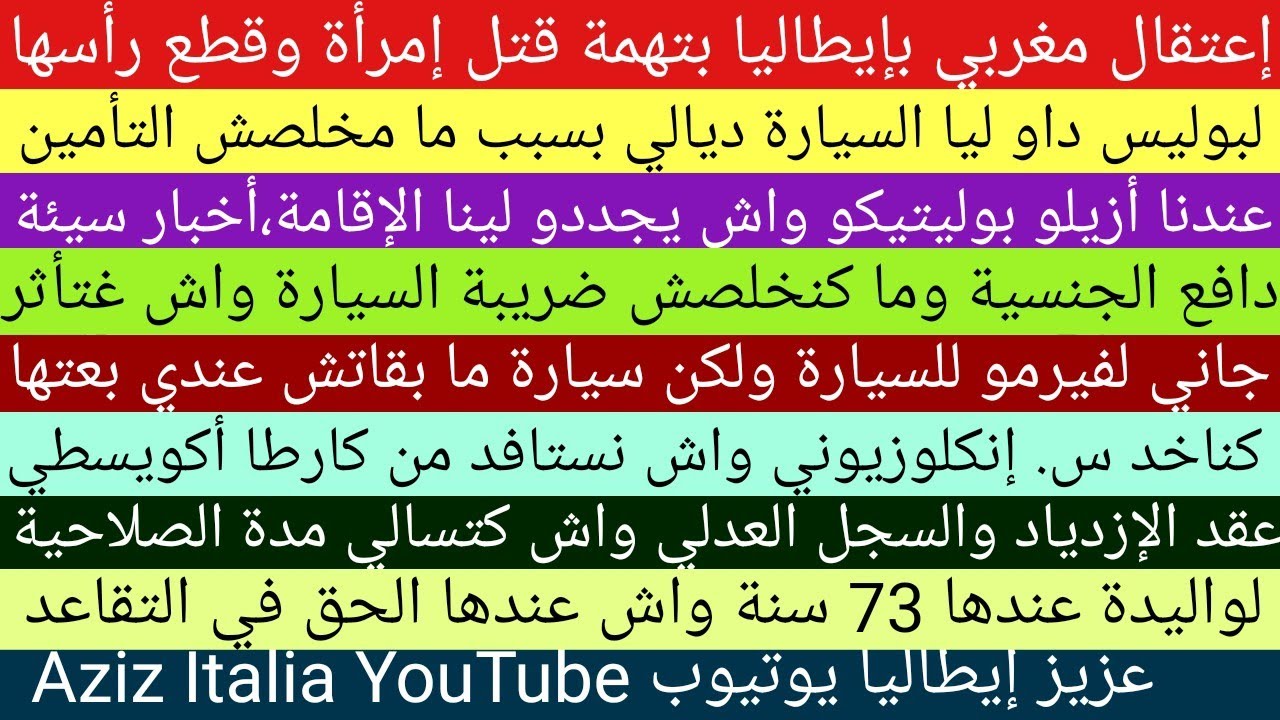 الجنسية ، اللجوء ، ضريبة السيارة ، الحجز على السيارة ، سينيو إنكلوزيوني ، كارطا أكويسطي ، التقاعد 