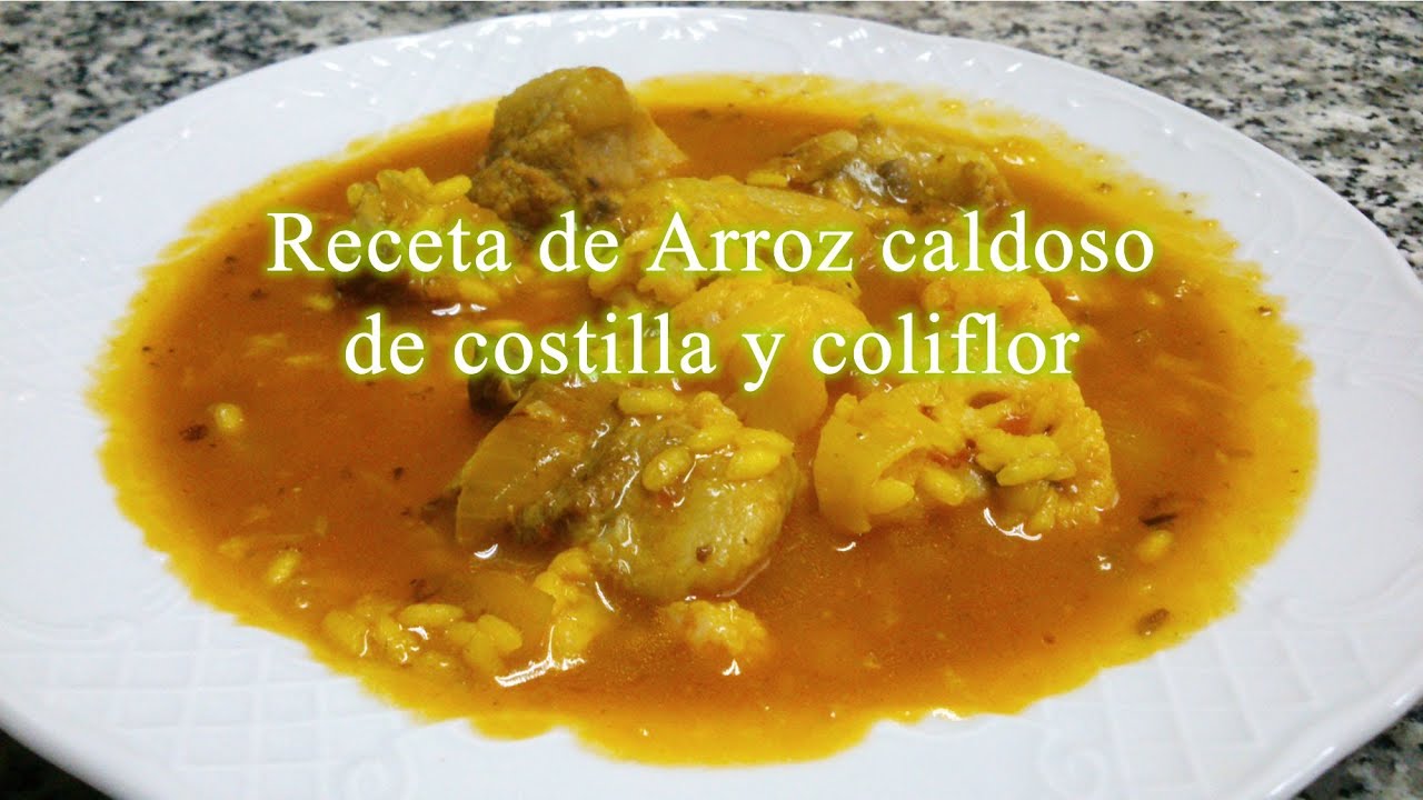 Arroz caldoso con costilla y coliflor