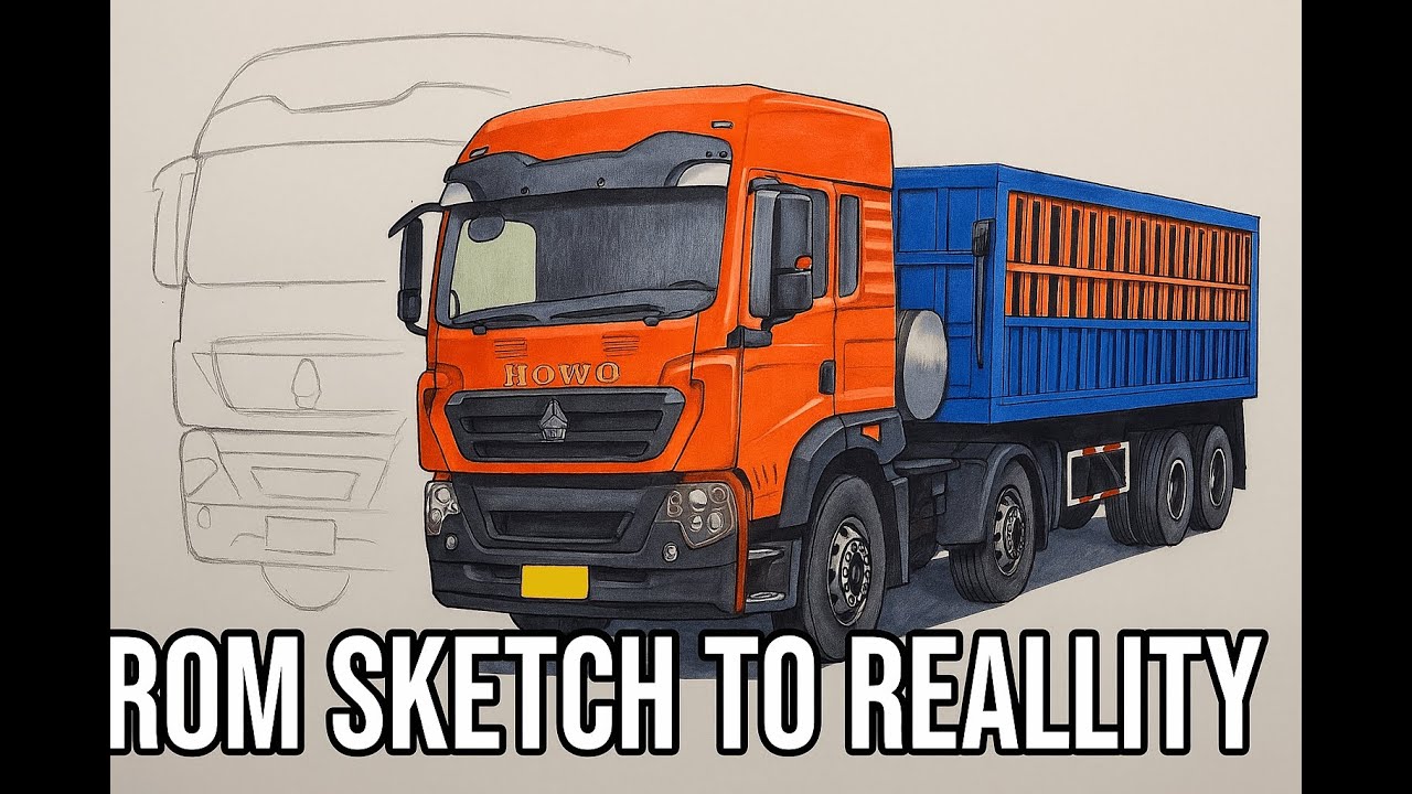 How to Draw a HOWO Heavy Truck  From Simple Sketch to Realistic Color Art EST2 Style