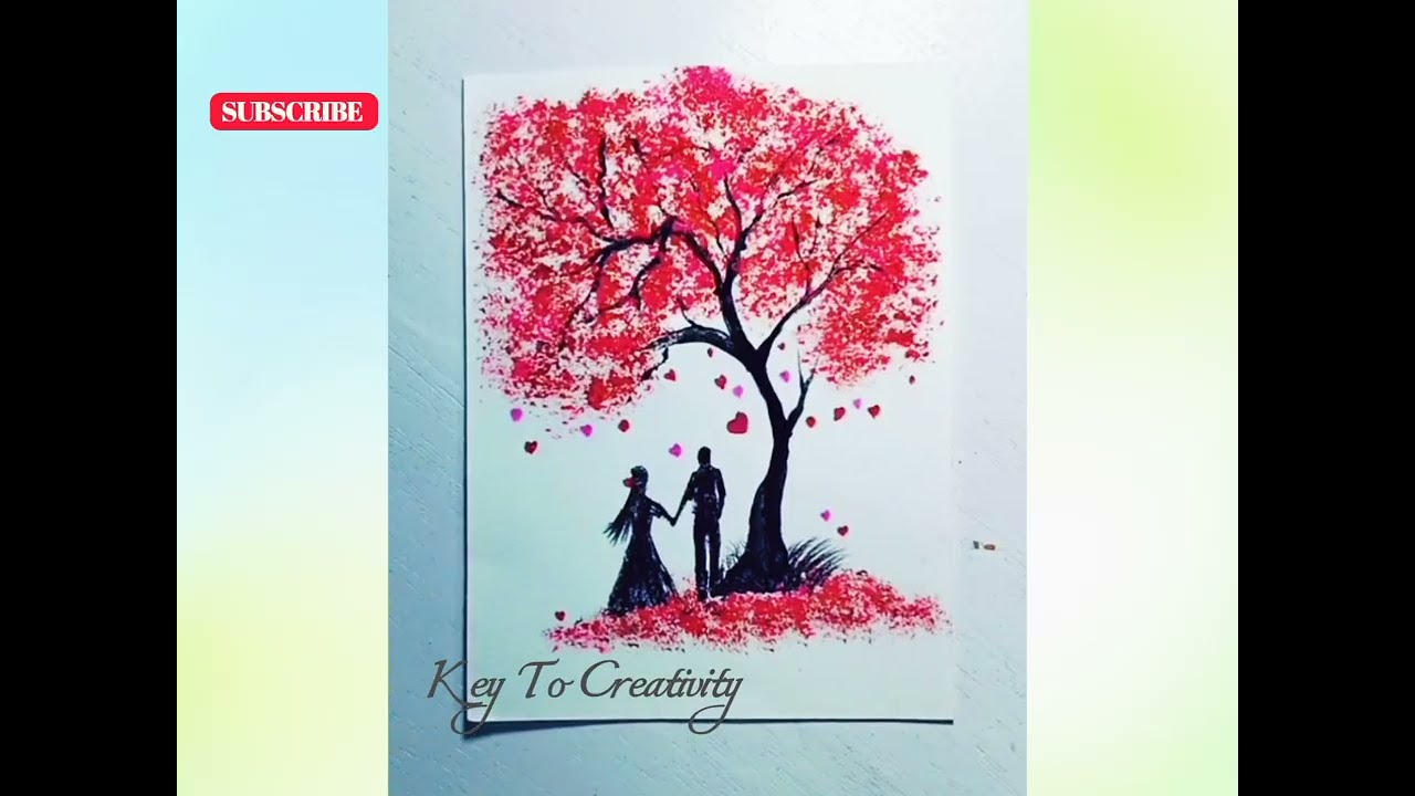 Tree drawing Tricks with colours.Easy tree painting step by step.#🤩🥰😎.