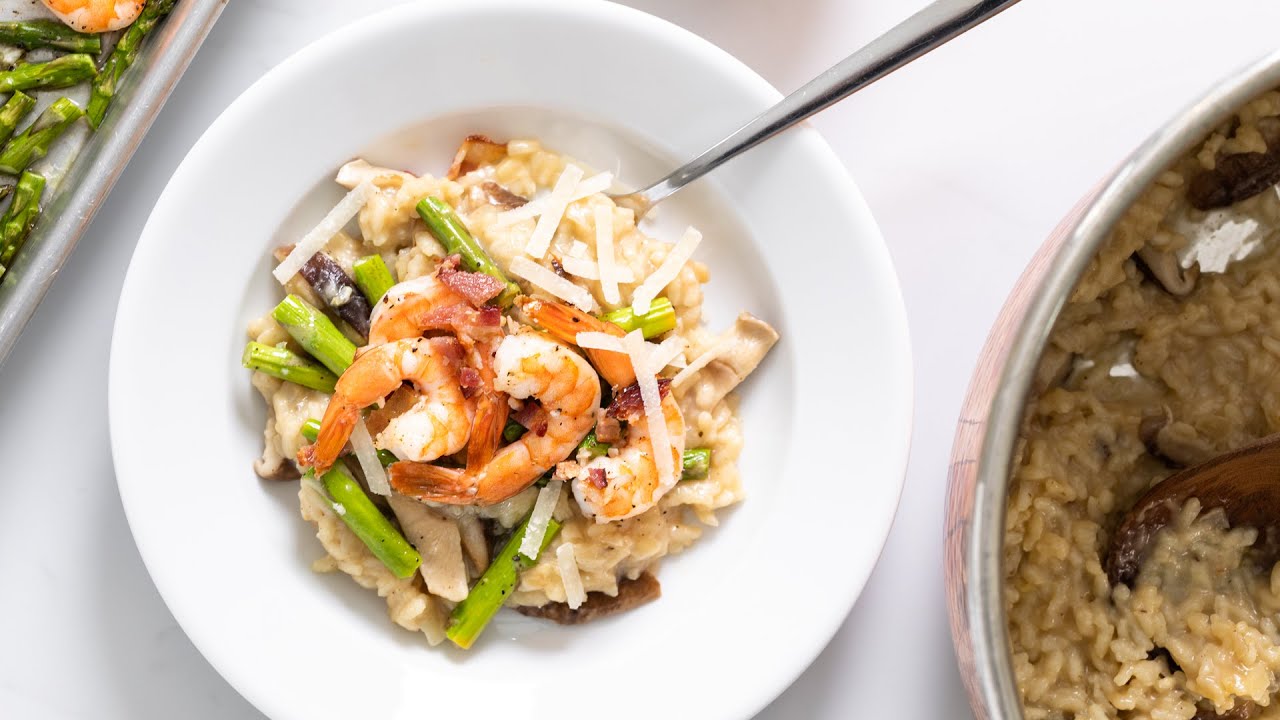 Parmesan Risotto with Shrimp and Asparagus