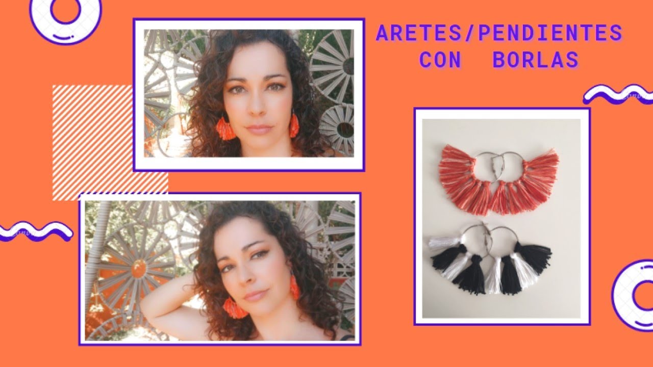 🔰 COMO HACER   ARETES O PENDIENTES CON BORLAS DE HILO -  en 5 MINUTOS! FÁCIL Y BARATOS 🔰