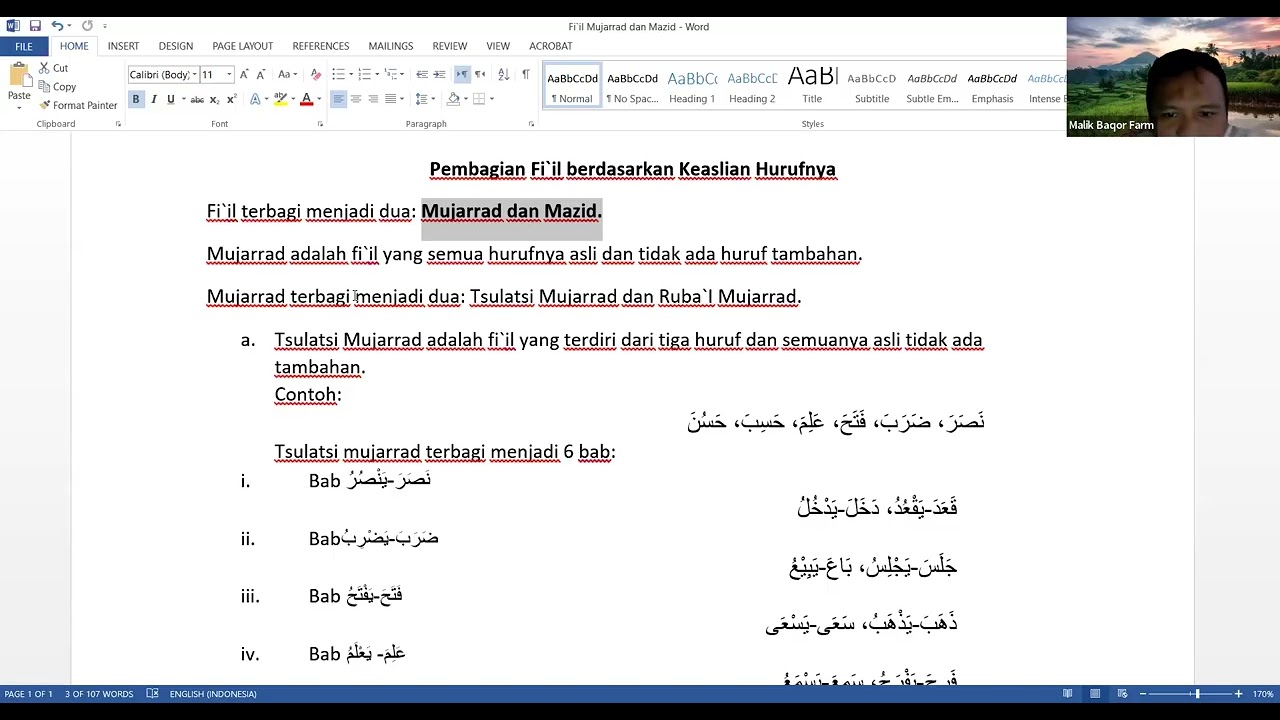 Ilmu shorof 4 Feb 26