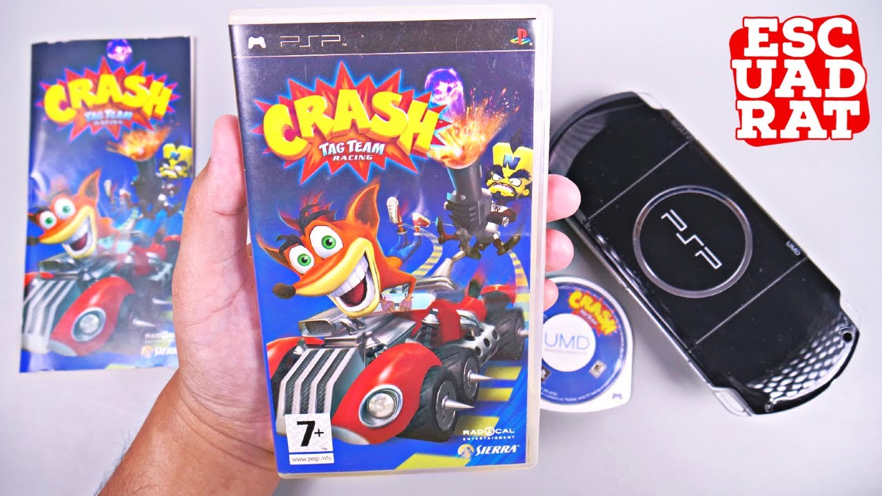 Распаковка и игровой процесс Crash Tag Team Racing PSP PlayStation Portable Slim 3000