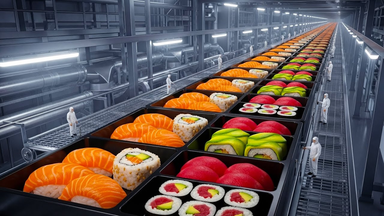 Inside the Billion Dollar Sushi Factory - From Rice to Tray (Full Process)