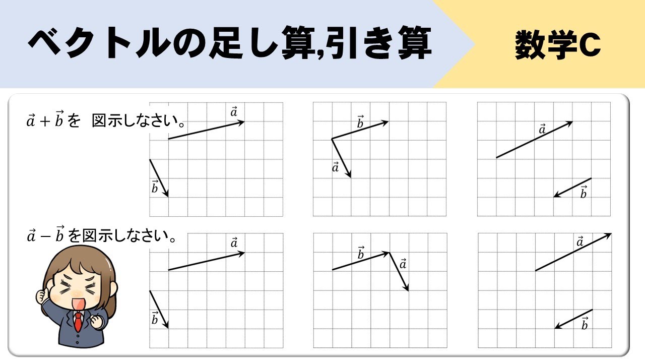 ベクトルの足し算、引き算の図示をイチから！それぞれの違いは？
