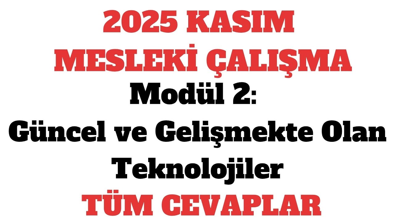2025 Kasım Mesleki Çalışma MODÜL 2 CEVAPLARI
