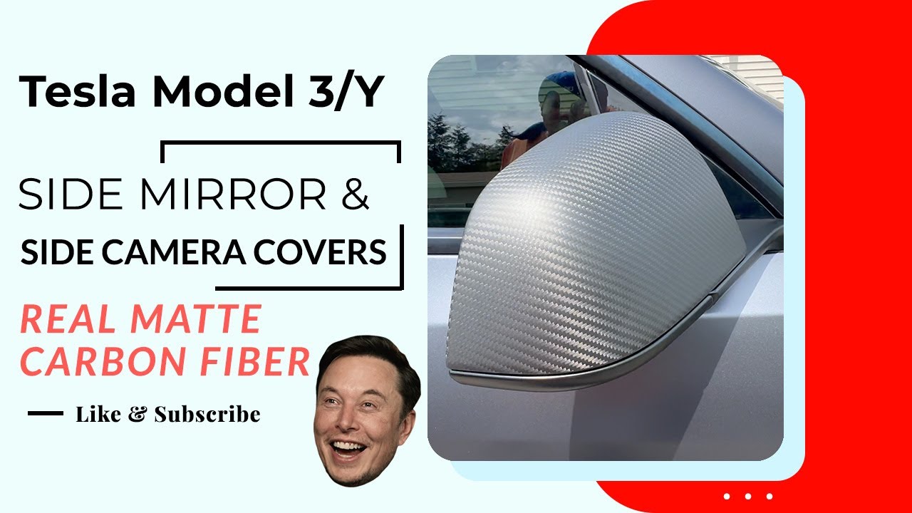 Tesery - Tesla Model 3/Y Matte Carbon Fiber Side Mirror & Side Camera Covers: Installation & Review