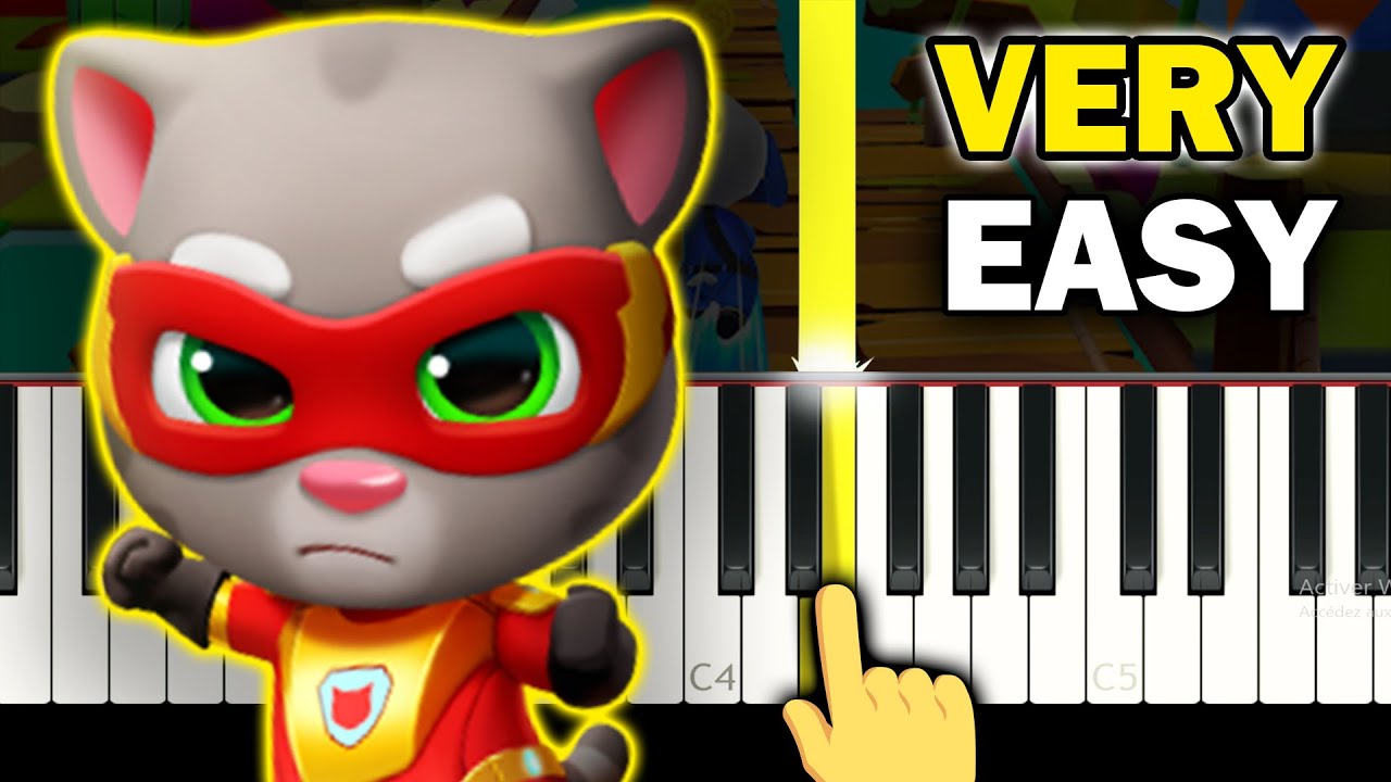 Talking TOM HERO DASH - Jungle Song - VERY EASY Piano tutorial