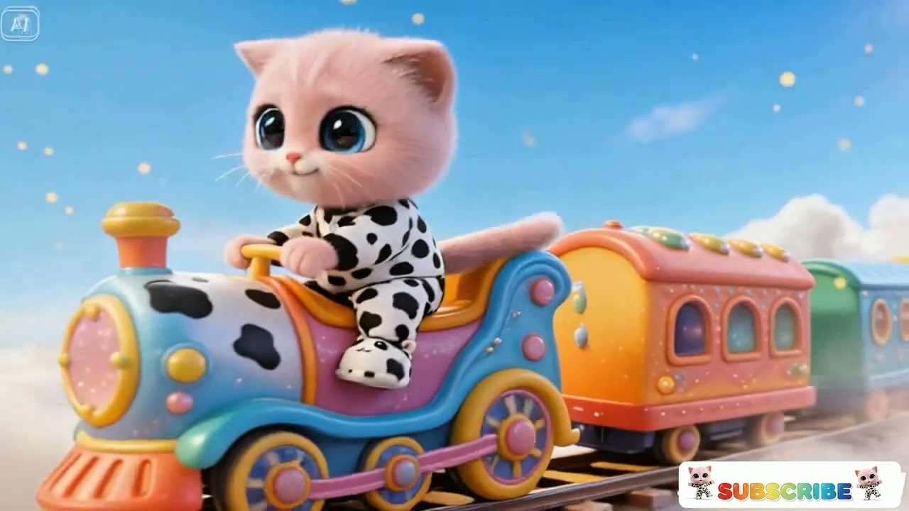 Funny Cat Sitting on Rainbow Train 🚆😺 | Kids Music Video