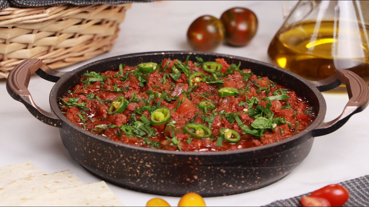 قلاية البندورة باللحم بطريقة سهلة  وطعم رائع 😋😍