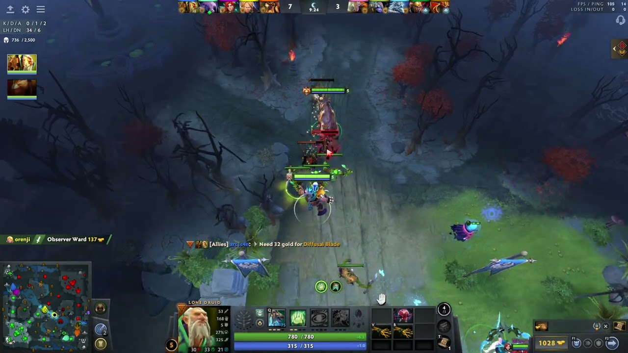 [LIVE GAMEPLAY] Lone Druid Mjollnir Aghs | hsN DOTA