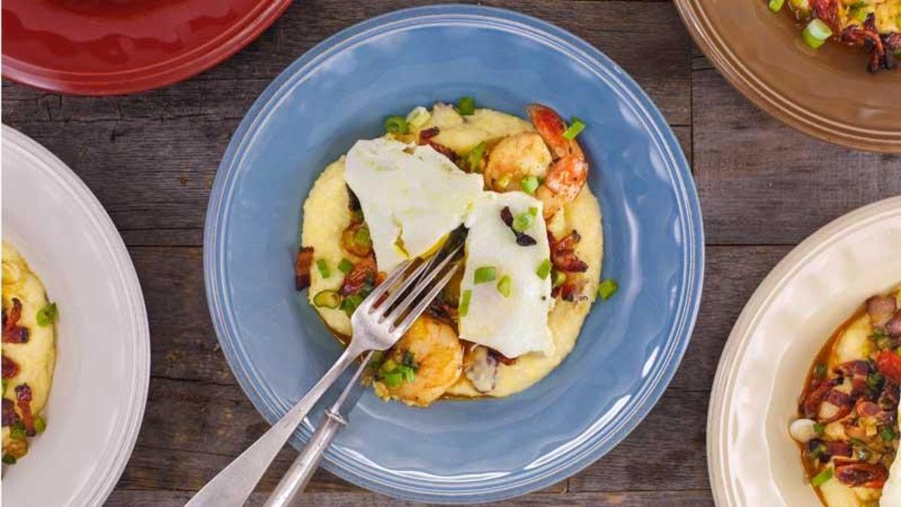 Shrimp 'N Grits with Bacon Bits and Eggs
