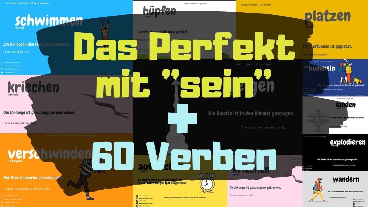 Das Perfekt mit ''sein'' + 60 Verben mit Beispielen