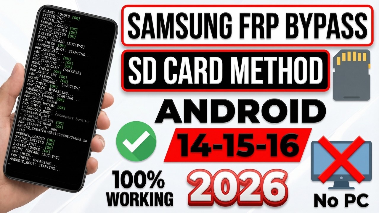 🔓 100% Working Samsung FRP Bypass 2026 | Android 14-15-16 | Latest Security Patch | SD Card No PC