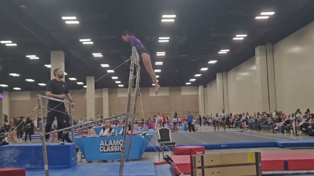 #Iris_Gymnastic# Alamo Classics 2026 San Antonio.  Level nine Bars, score 8.3. AA 4th junior A. :)