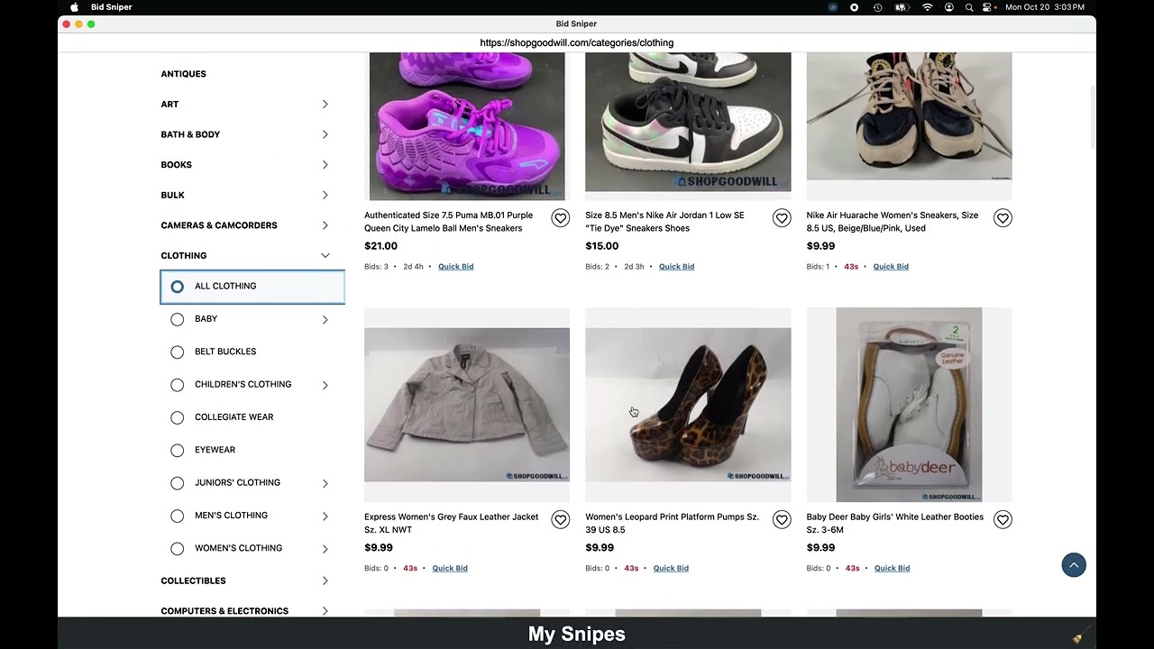 ShopGoodwill Sniper: Auto-Bidding Last Second ⚡ | Win More Goodwill Auctions Automatically