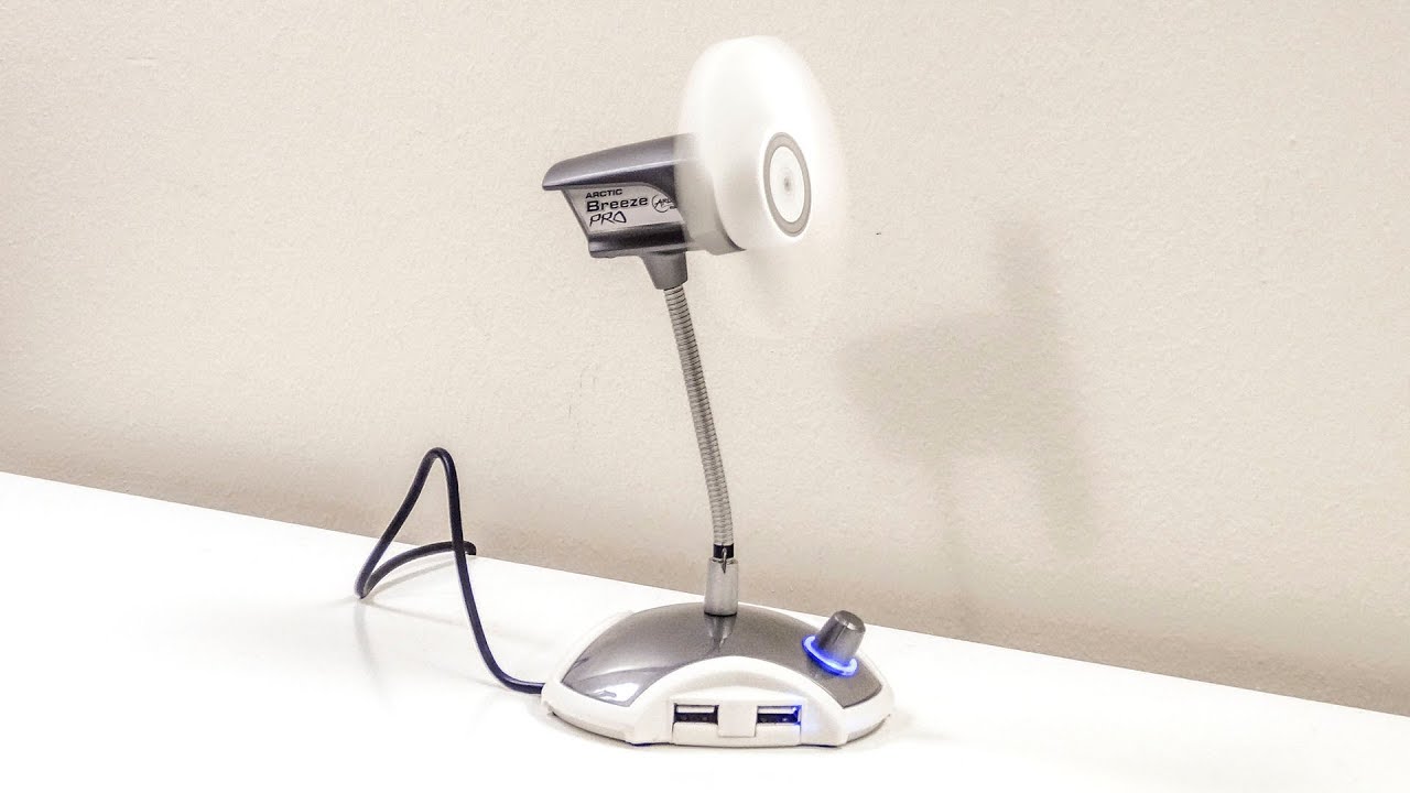 ARCTIC Breeze PRO USB Desktop Fan with 4 Port USB Hub Unboxing and Test