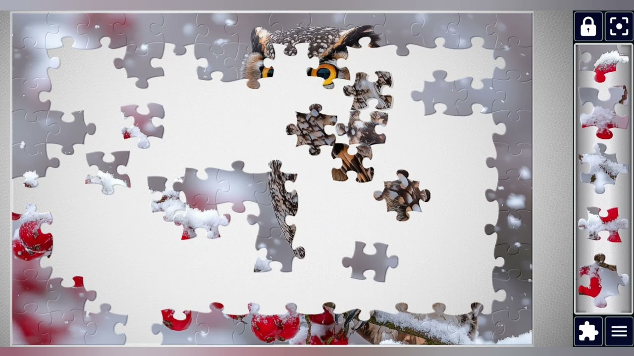 Winter wildlife portrait of Solitary predator with sharp eyes🦉🌨️🏔️//jigsaw puzzles craft🧩//