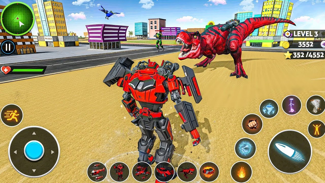 Dino Robot Transformation Car Bike Jet Game 2026 Mage Dinosaur Fight In City - Android Gameplay
