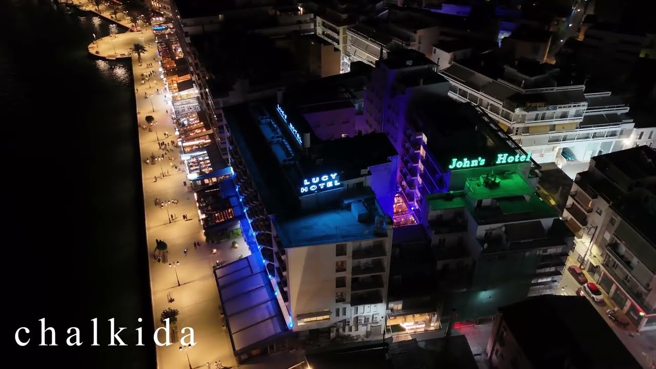 Χαλκίδα : Neon Nights | 4K Drone Orbit |