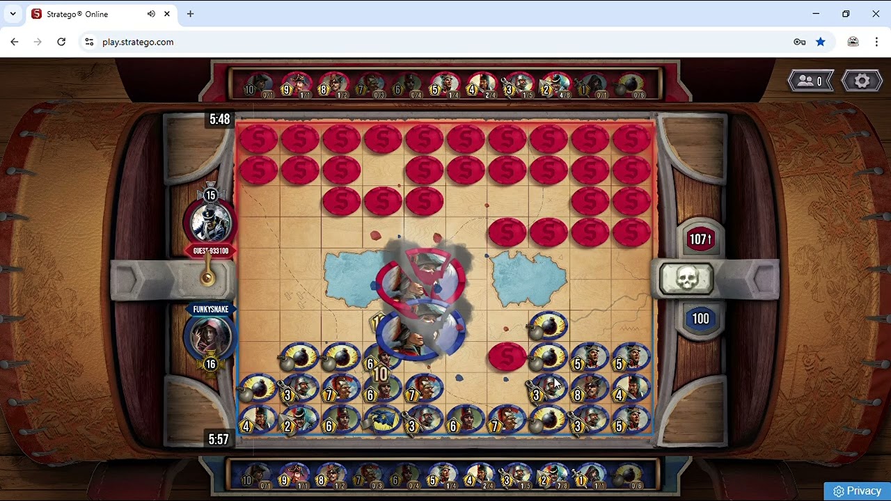 Exciting strategy game who will win Funkysnake or the guest player