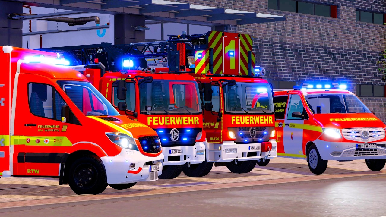 Emergency Call 112 - City Street Accident Wuppertal Firefighters on Duty! 4K