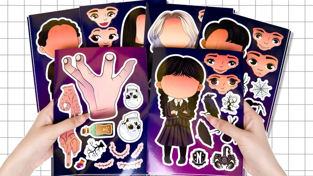 WEDNESDAY STICKER BOOK MAKEOVER ASMR 🖤 | FUN WITH ENID, WEDNESDAY ADDAMS & FRIENDS!