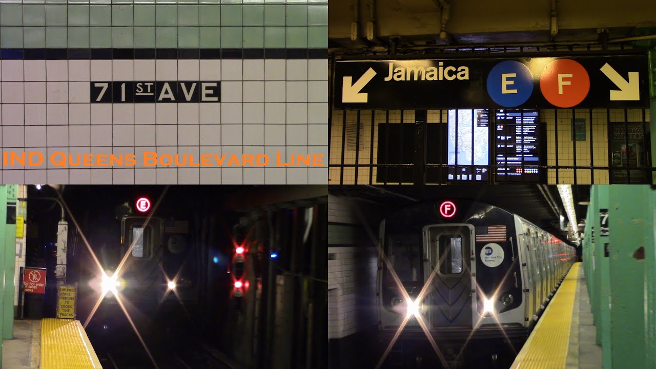 IND Queens Boulevard Line: (E)(F) & NIS Trains at Forest Hills-71 Av [R160A,R160B] - NYC