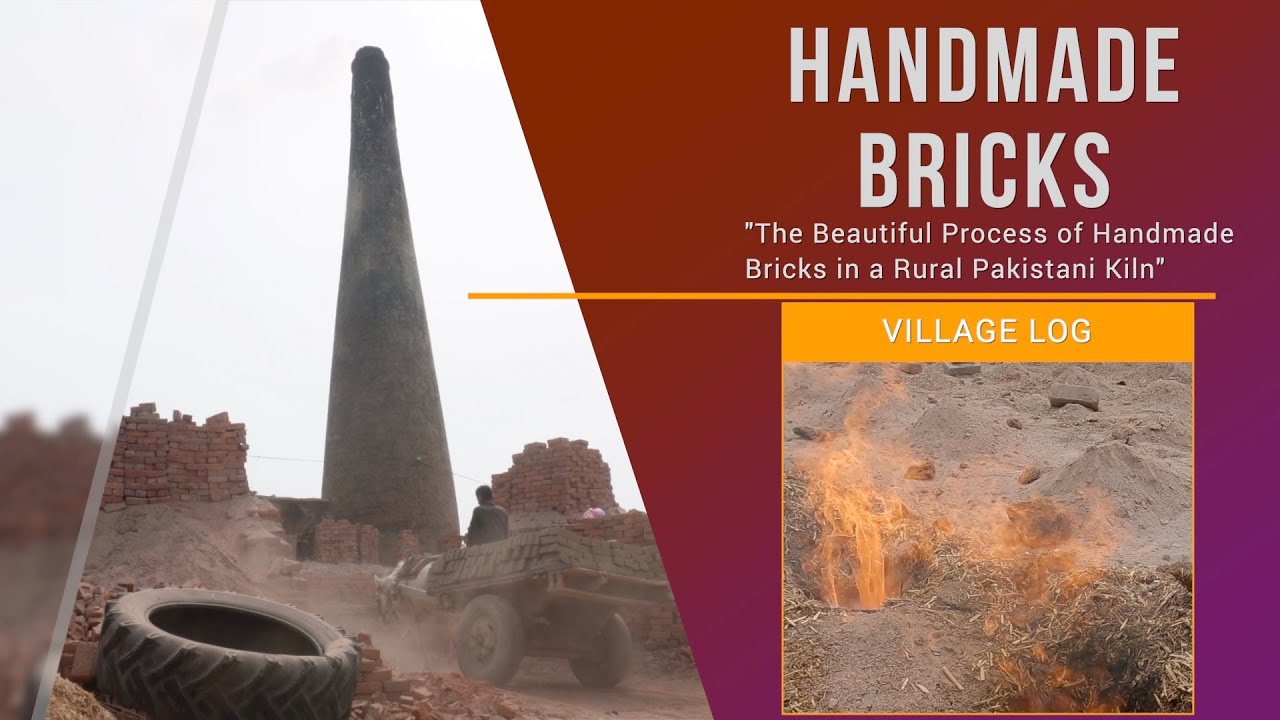 Handmade Bricks in a Rural Pakistani Kiln. گاؤں میں اینٹوں کے بھٹوں پر کام کرتے مزدور
