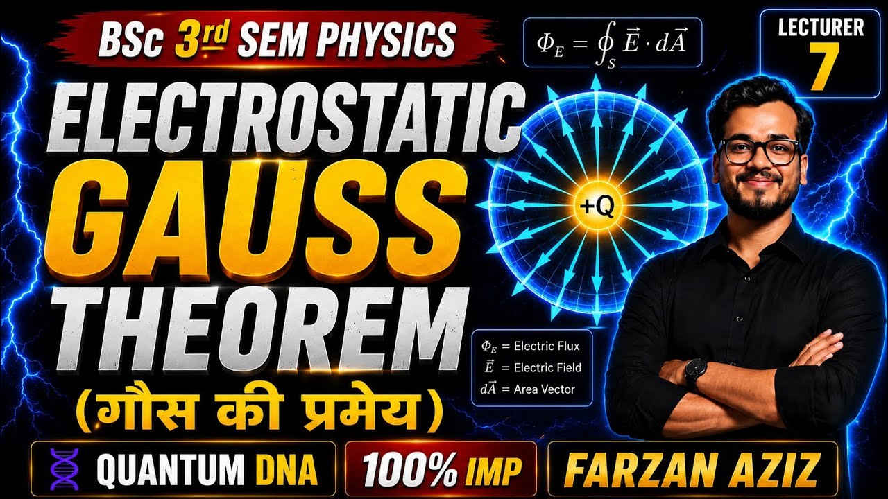 🔴 LIVE B.Sc. 3rd Sem Physics Electrostatics: Gauss Theorem Lecture 7 100% Important Quantum DNA #bsc