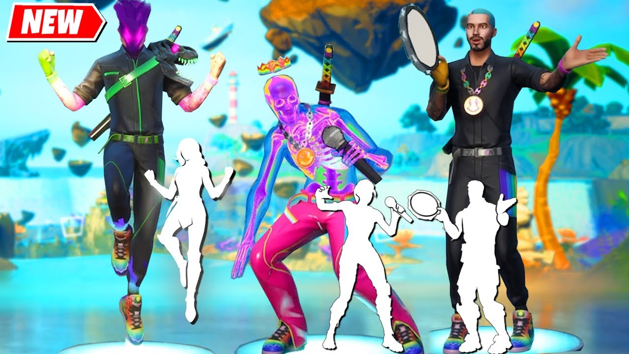Fortnite J BALVIN Skin (all Styles) doing All Built In Emotes シ