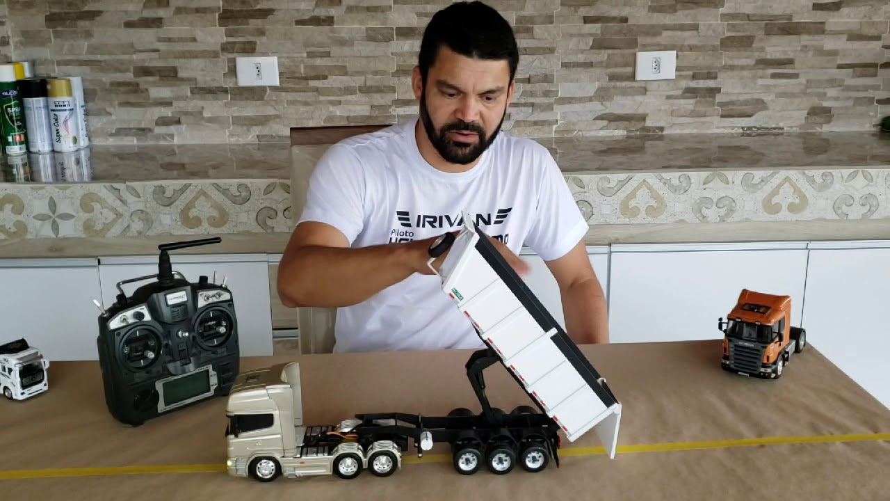 Scania welly e carreta basculante 3 eixos com controle remoto