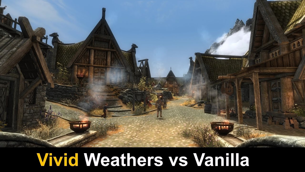 Skyrim SE Mods - Vivid Weathers vs Vanilla (Graphics Comparison)