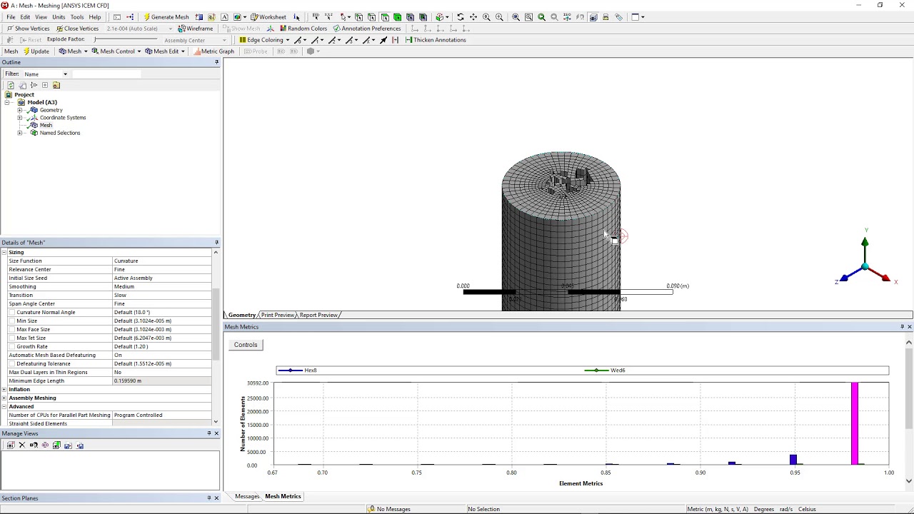 Mesh Quality Check- Orthogonal Mesh Quality - Ansys