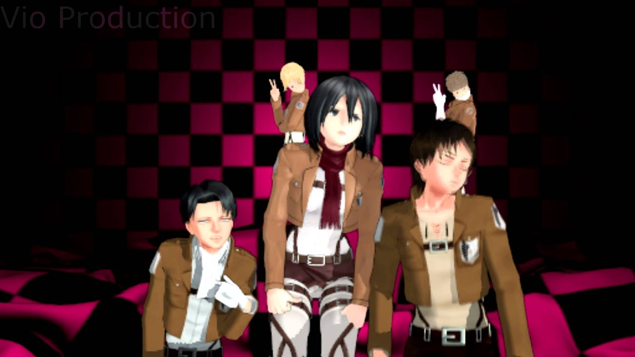 [MMD]Everybody SnK,Levi/Mikasa/Eren/Jean/Nanaba