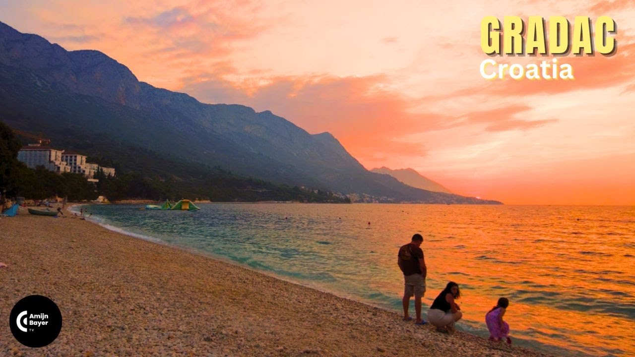🌴Gradac Croatia 🇭🇷 4K | Makarska Riviera🏖️ Sunset Walking Tour 2024.