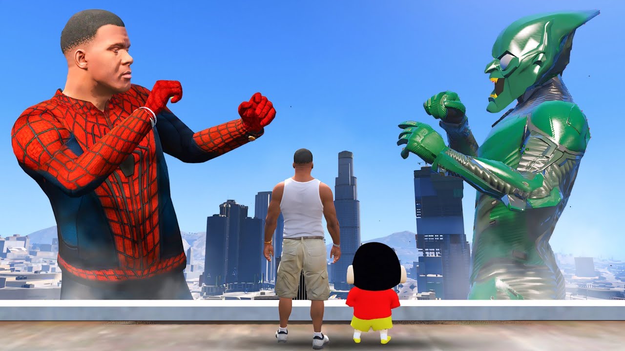 Shinchan & Franklin Get spider man power and Kill Green Goblin In Gta 5